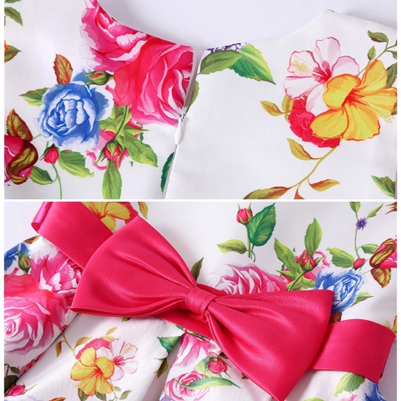 🌷🌸 Floral Spring Summer Flower Bow Dress 🌸🌷 - Picture 3 of 3